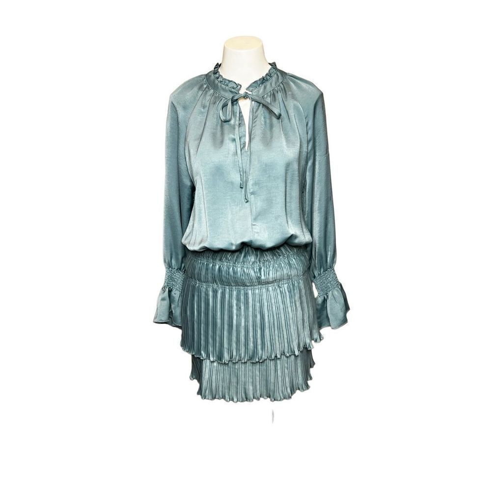 P. Cill aqua long sleeve boho mini dress size S